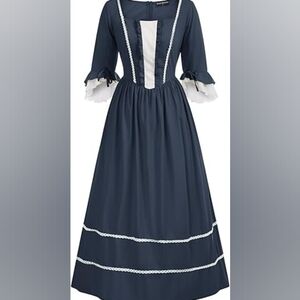 Sophisticated Victorian Maid Navy Lace Formal Gown XL